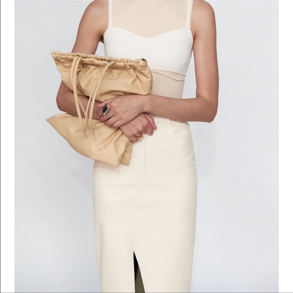 Zara Faux Leather MIDI Skirt! 🤍